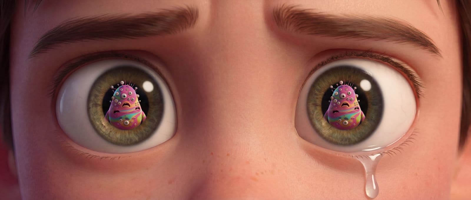 Over-Ollie reflected in a child's tears